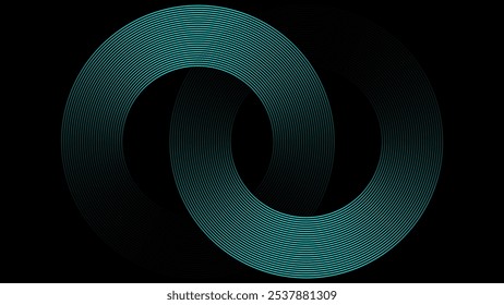 Abstract Blue Neon Loop Design on Black Background, Perfect for Futuristic Technology Themes, Digital Art Backgrounds, and Modern Graphic Design Projects