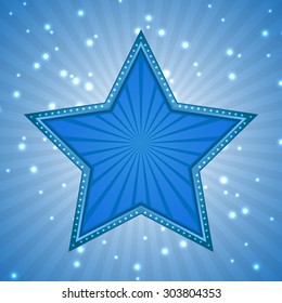 Abstract blue neon star