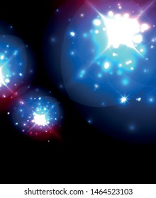 Abstract blue neon star background for celebration design. Luxury festive background. Fantasy colorful card.