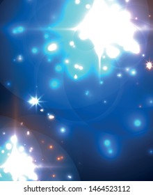 Abstract blue neon star background for celebration design. Luxury festive background. Fantasy colorful card.