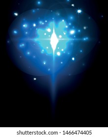 Resumen del fondo azul neón estrella para el diseño de la celebración. Lujoso marco festivo. Tarjeta colorida de fantasía.