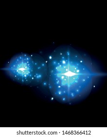 Abstract blue neon star background for celebration design. Luxury festive background. Fantasy colorful card.
