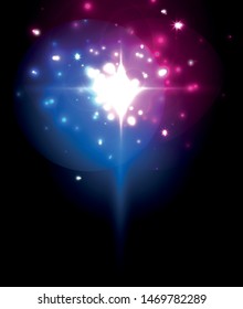 Abstract blue neon star background for celebration design. Luxury festive background. Fantasy colorful card.