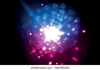 Abstract blue neon star background for celebration design. Luxury festive background. Fantasy colorful card.