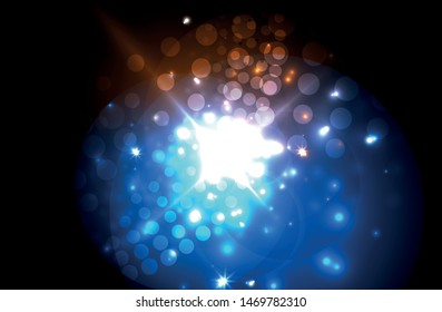 Abstract blue neon star background for celebration design. Luxury festive background. Fantasy colorful card.