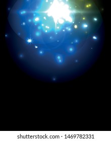 Resumen del fondo azul neón estrella para el diseño de la celebración. Lujoso marco festivo. Tarjeta colorida de fantasía.