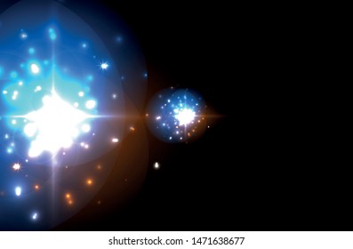 Abstract blue neon star background for celebration design. Luxury festive background. Fantasy colorful card.
