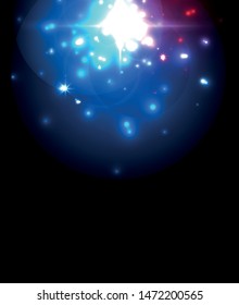 Abstract blue neon star background for celebration design. Luxury festive background. Fantasy colorful card.