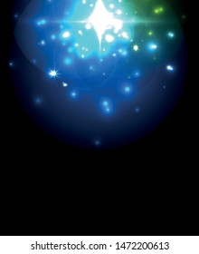 Abstract blue neon star background for celebration design. Luxury festive background. Fantasy colorful card.