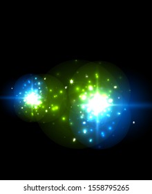 Abstract blue neon star background for celebration design. Luxury festive background. Fantasy colorful card.