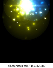 Abstract blue neon star background for celebration design. Luxury festive background. Fantasy colorful card.