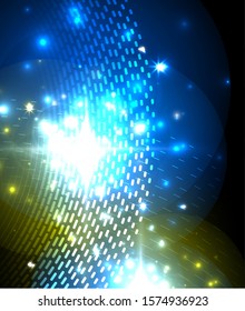 Abstract blue neon star background for celebration design. Luxury festive background. Fantasy colorful card.