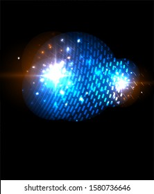 Abstract blue neon star background for celebration design. Luxury festive background. Fantasy colorful card.
