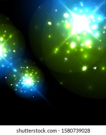 Abstract blue neon star background for celebration design. Luxury festive background. Fantasy colorful card.