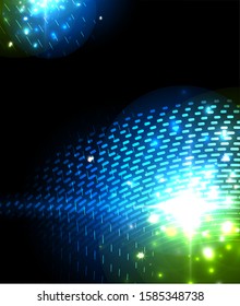 Abstract blue neon star background for celebration design. Luxury festive background. Fantasy colorful card.