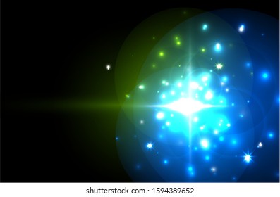 Abstract blue neon star background for celebration design. Luxury festive background. Fantasy colorful card.