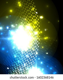 Abstract blue neon star background for celebration design. Luxury festive background. Fantasy colorful card.
