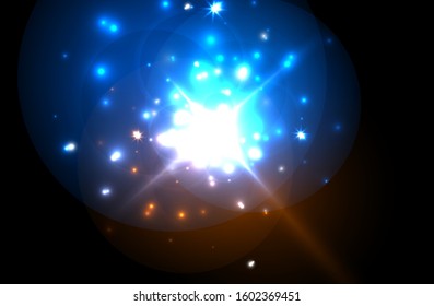 Abstract blue neon star background for celebration design. Luxury festive background. Fantasy colorful card.