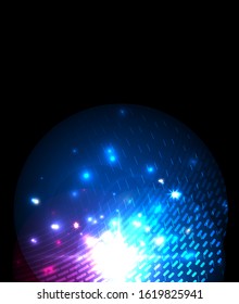 Abstract blue neon star background for celebration design. Luxury festive background. Fantasy colorful card.