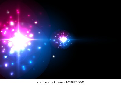 Abstract blue neon star background for celebration design. Luxury festive background. Fantasy colorful card.