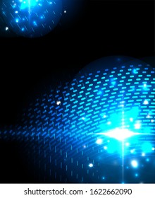 Abstract blue neon star background for celebration design. Luxury festive background. Fantasy colorful card.