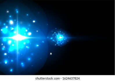 Abstract blue neon star background for celebration design. Luxury festive background. Fantasy colorful card.