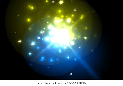 Abstract blue neon star background for celebration design. Luxury festive background. Fantasy colorful card.