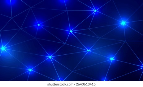 Abstract Blue Network Connection Background. Glowing Light and Futuristic Digital Design. Vector Illustration