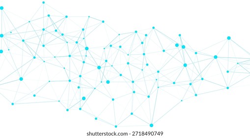 Conexões de rede azuis abstratas em um fundo branco. Ilustração digital de uma estrutura de plexo representando conceitos de dados, tecnologia e comunicação.