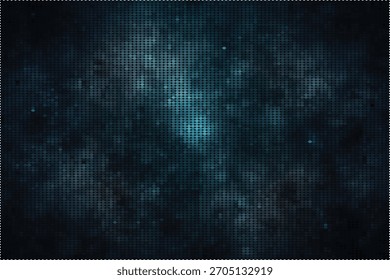Abstract Blue Night Scene With Dotted Mosaic Grid And Subtle Light Glows

