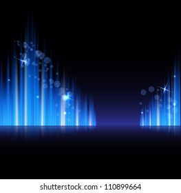 abstract blue north shining star blurred lines background. dark sky
