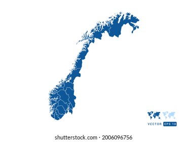 Abstract blue Norway map vector on white background.