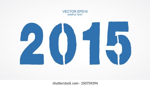 Abstract blue numbers of year 2015 isolated on white background. Vector ilustration.