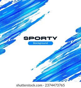 Abstract Blue Ocean Brush Background with Halftone Effect. Sport Banner. Scratch and Texture Elements For Design