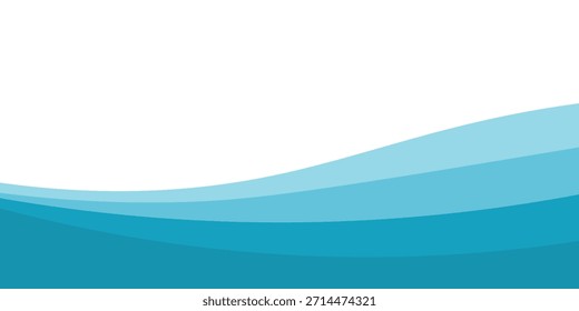 Abstractas patrón de océano azul con curvas fluidas y líneas suaves. El fondo marino moderno presenta Formas acuáticas Horizontales. Ilustración de verano fresco para Plantillas de diseño.