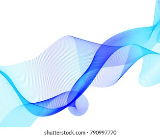 Abstract Blue Ocean Transparent Wavy Veil Background -  Vector Billowy Lines Net
