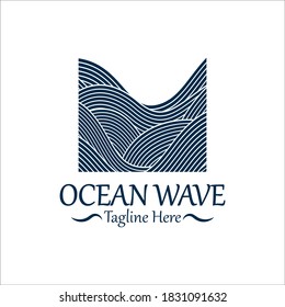 Abstract Blue Ocean Wave In Asian Style. Vector Illustration