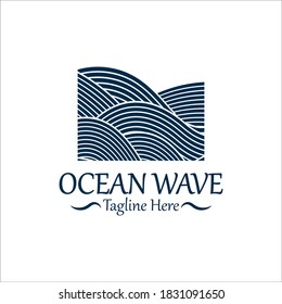 Abstract Blue Ocean Wave In Asian Style. Vector Illustration