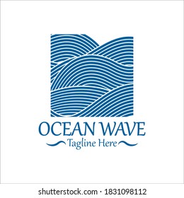Abstract Blue Ocean Wave In Asian Style. Vector Illustration