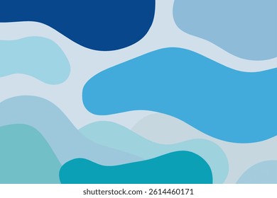 Abstract Blue Ocean Wave Background in Paper Cut Style