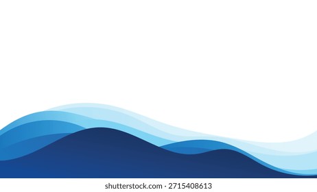 Abstract Blue Ocean Wave Flow Vector Background with Smooth Curves and Modern Gradient Style