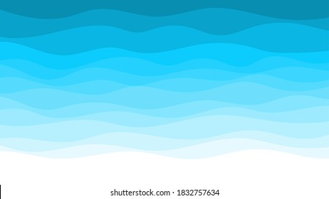 Abstract blue ocean wave fluid layer background vector illustration