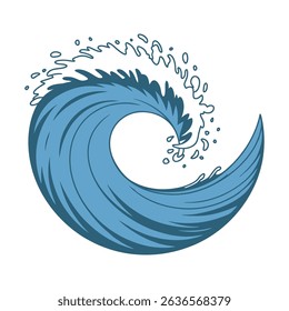 Abstract Blue Ocean Wave Illustration