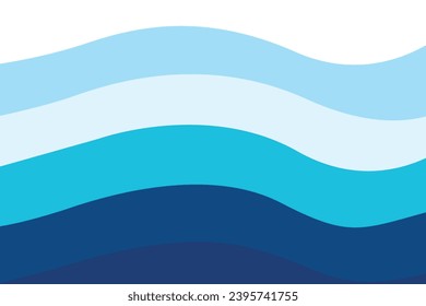 Abstract blue ocean waves background vector. Abstract sea waves background in a flat design style