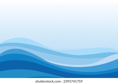 Abstract blue ocean waves background vector. Abstract sea waves background in a flat design style