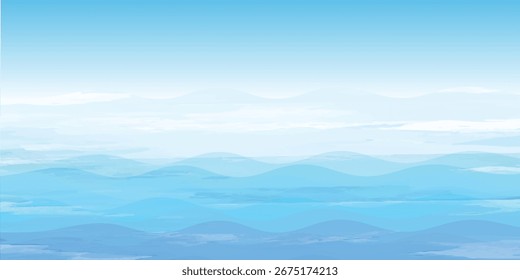 Abstract blue ocean waves background with soft gradients and layered waves. Perfect for summer, travel, or marine-themed design projects.