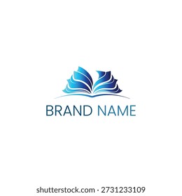 Abstract Blue Open Book Logo for Education or Publishing