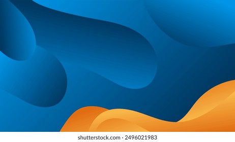 ABSTRACT BLUE ORANGE BACKGROUND ELEGANT GRADIENT SMOOTH LIQUID COLORFUL DESIGN WITH SHAPES VECTOR TEMPLATE GOOD FOR MODERN WEBSITE, WALLPAPER, COVER DESIGN 