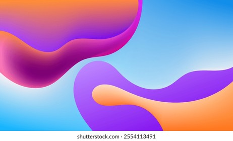 ABSTRACT BLUE ORANGE BACKGROUND ELEGANT GRADIENT MESH SMOOTH LIQUID COLORFUL DESIGN WITH HAND DRAWN SHAPES VECTOR TEMPLATE GOOD FOR MODERN WEBSITE, WALLPAPER, COVER DESIGN 