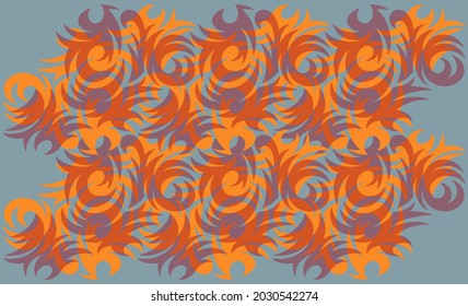 Resumen de fondo naranja azul con flores. Ilustración conceptual moderna